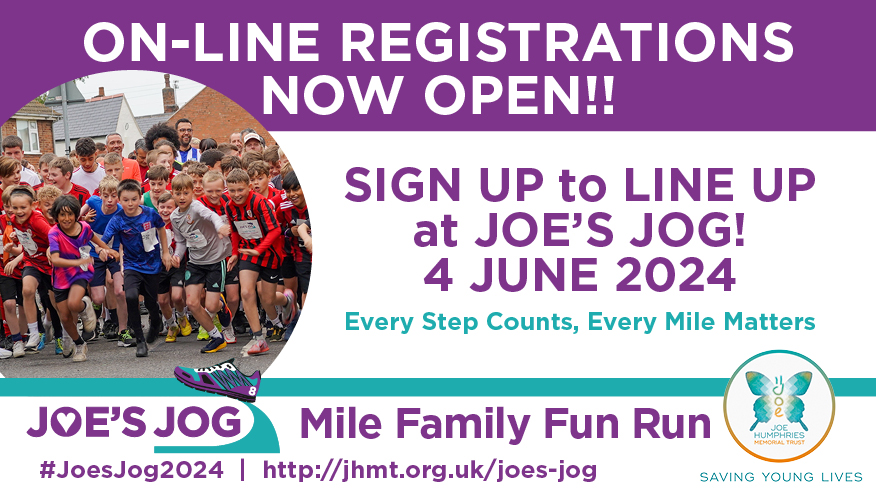 ON-LINE REGISTRATIONS ARE NOW OPEN!!  SIGN UP to LINE UP at Joe's Jog  (9th) 